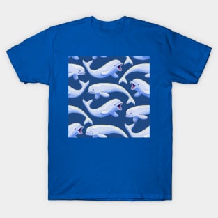 Gouache Beluga Whales Pattern T-Shirt